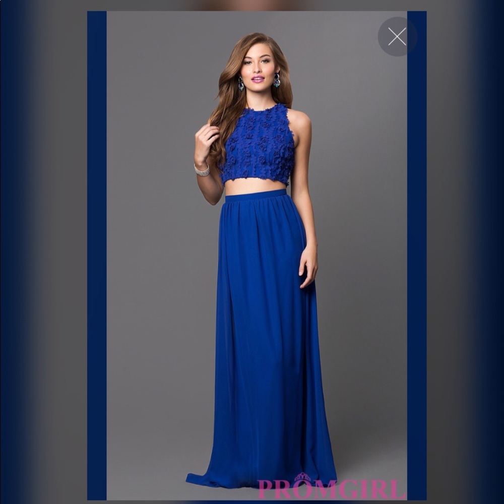 Promgirl Two-Piece Prom Dress w/ Floral Appliques